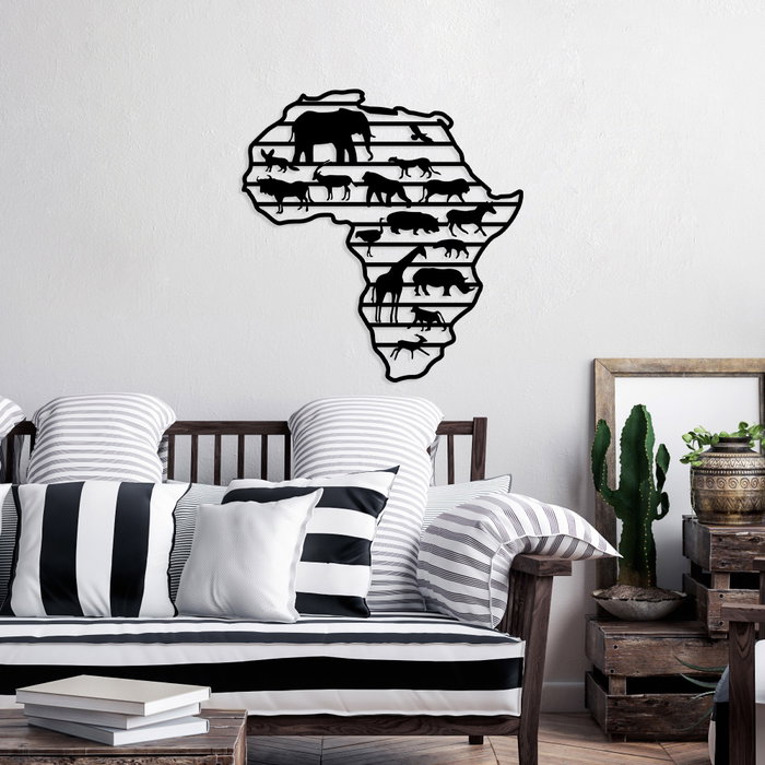 Wallity African Animals Escultura de pared de metal negra Wallity African Animals Escultura de pared de metal negra